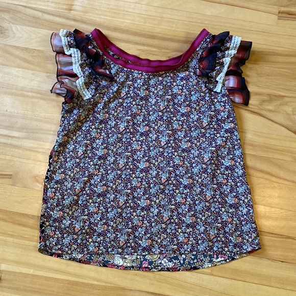 Diesel floral flutter sleeved and lace trimmed tank top, Women’s S/M - Picture 5 of 7